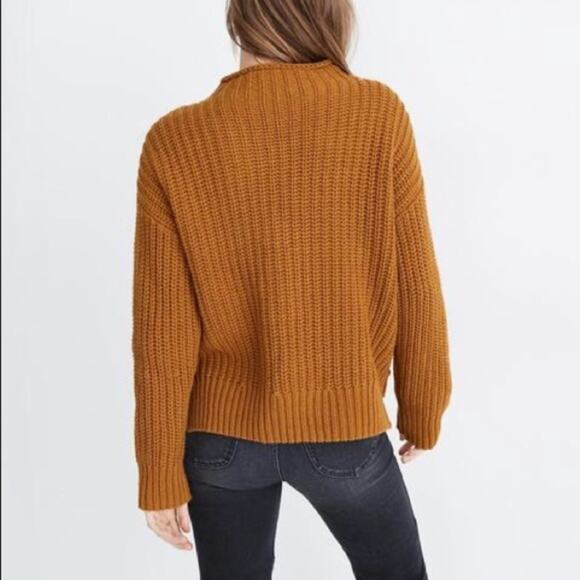 Madewell Mock Neck Sweater Women's XXS Black Side Button Chunky Knit Wool NWT - Picture 13 of 13